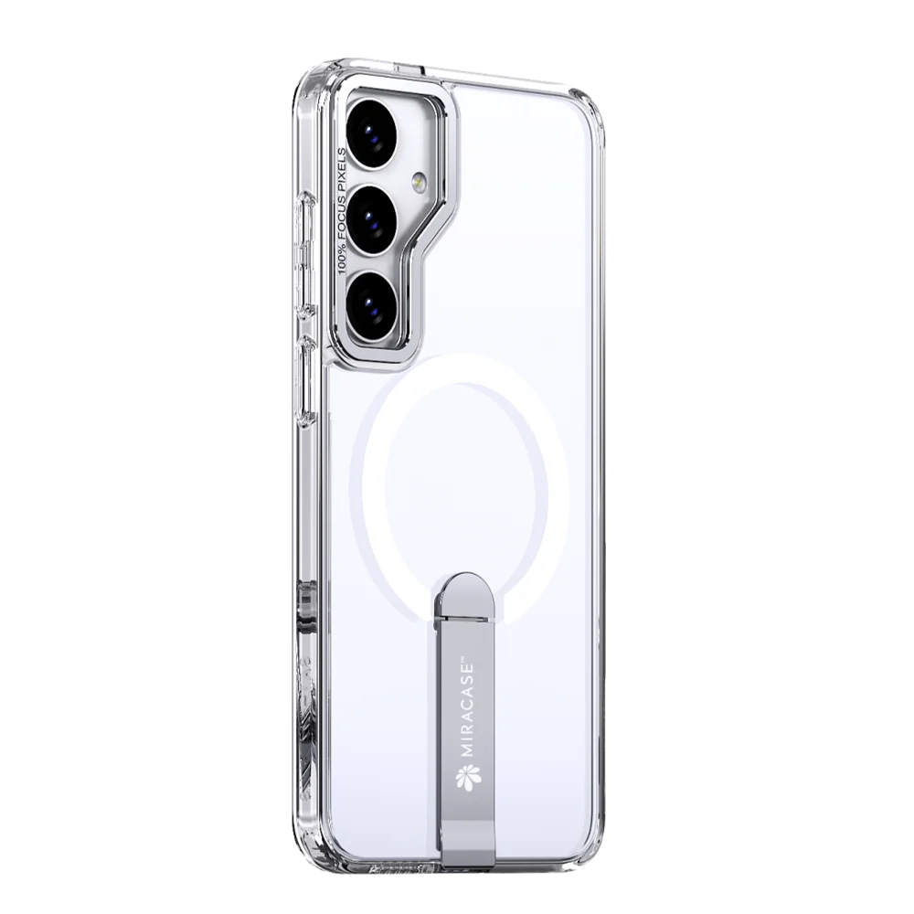 כיסוי MagSafe ל-Samsung Galaxy S25 מבית Miracase דגם Mirastand – בצבע שקוף