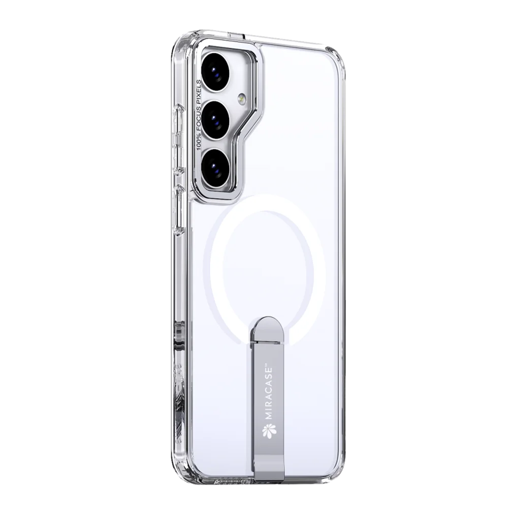 כיסוי MagSafe ל-Samsung Galaxy S25 Plus מבית Miracase דגם Mirastand – בצבע שקוף
