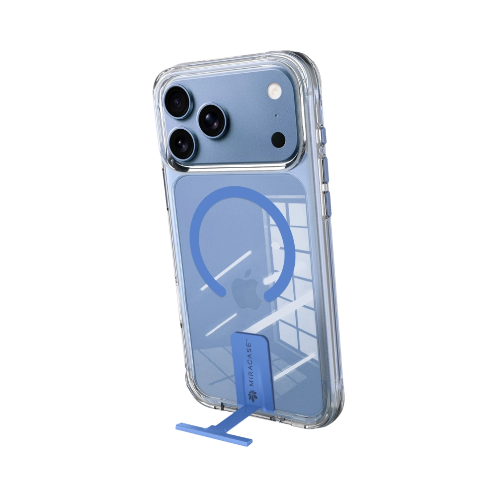 כיסוי MagSafe שקוף ל-Apple iPhone 18 Pro מבית Miracase דגם Mirakick – בצבע שקוף-כחול בהיר