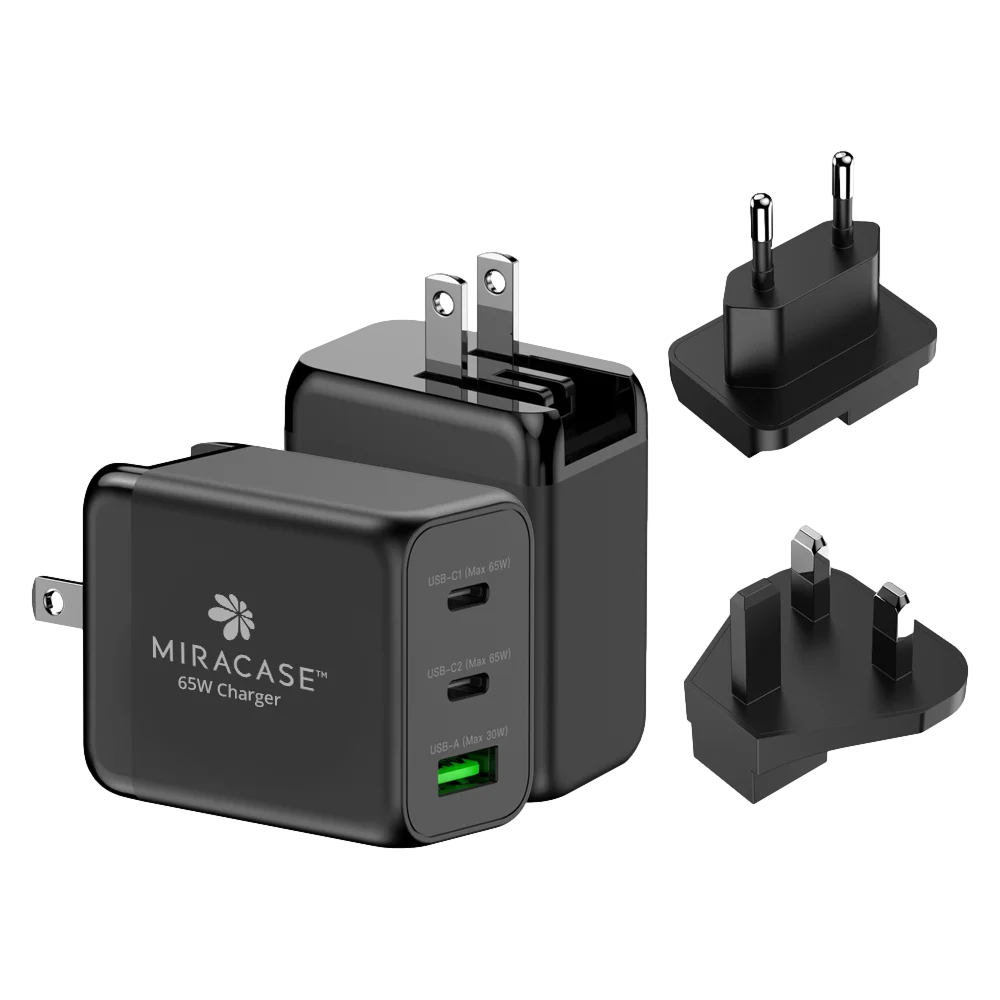 מטען קיר אוניברסלי מהיר 65W מבית Miracase דגם Mwc65U – בצבע שחור