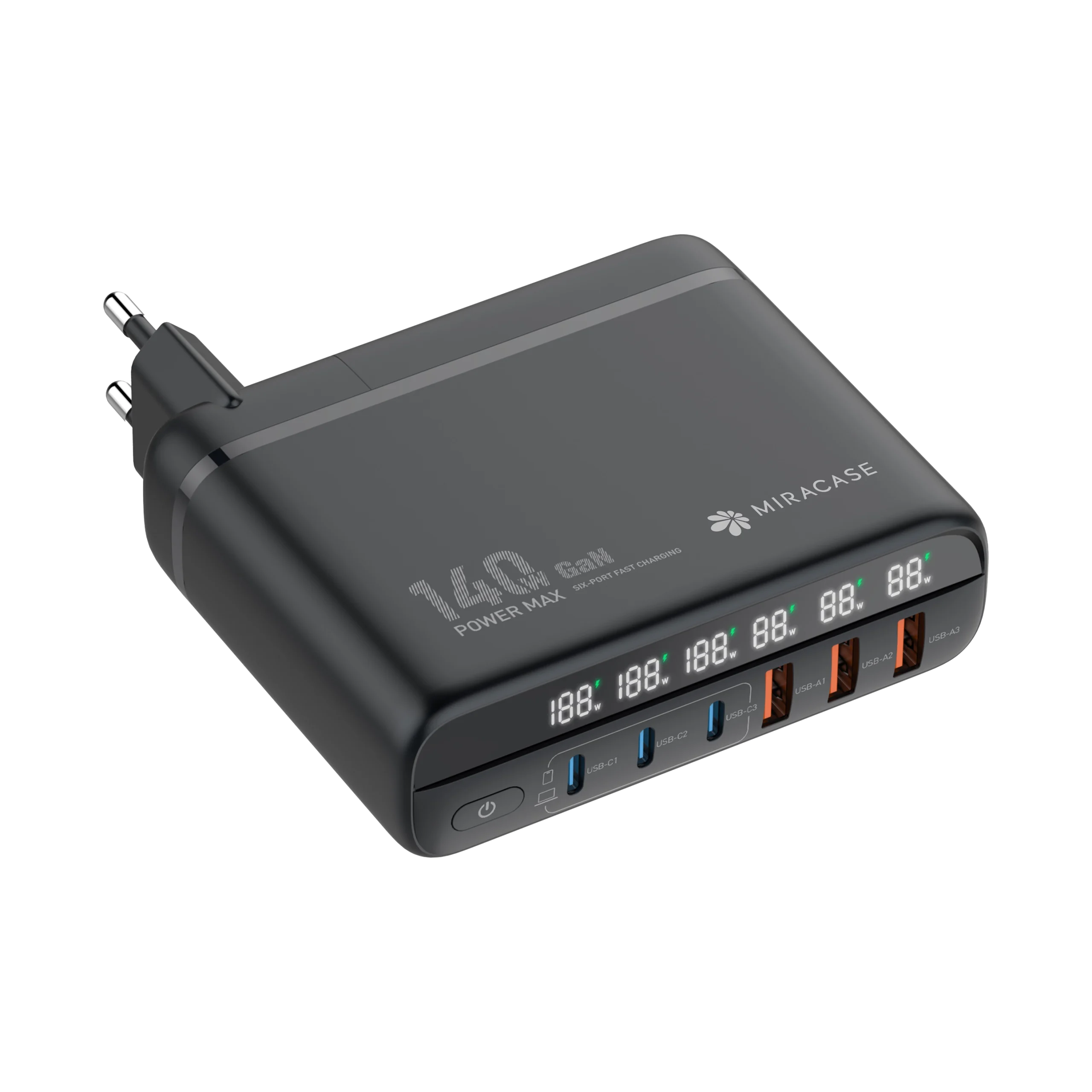 מטען קיר עוצמתי 140W עם 6 יציאות טעינה מבית Miracase דגם Mwc140W