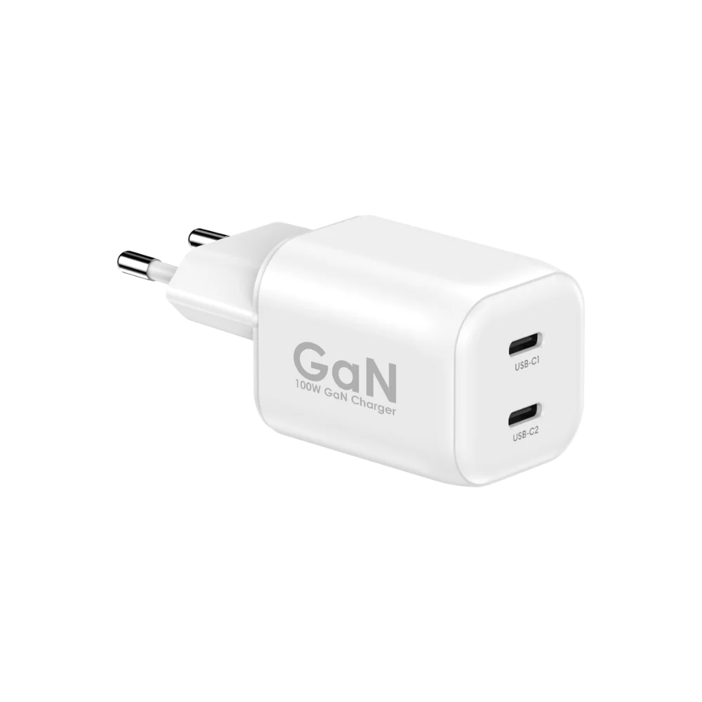 מטען קיר GaN בהספק 100W כולל כבל Type-C מבית Miracase דגם Mwcm100Pd2 – בצבע לבן
