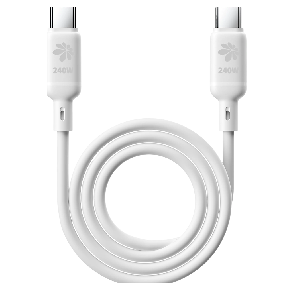 כבל טעינה מהירה 240W באורך 1.2 מטר מבית Miracase דגם Mtcs240W – בצבע לבן