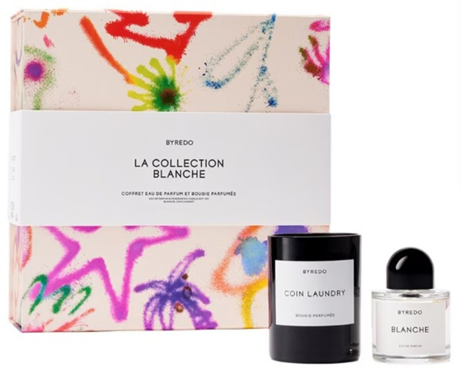 סט לאישה Byredo Blanche — בושם E.D.P 100 ml ונר Coin Laundry 240g