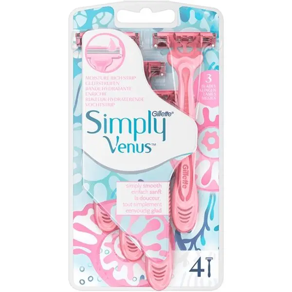 סכיני גילוח לאישה Gillette Venus Simply שלושה להבים – סך הכל 4 סכינים