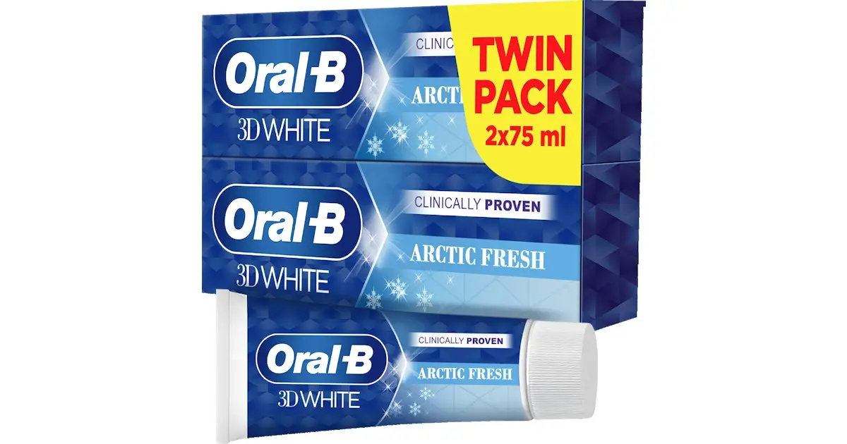 זוג משחות שיניים מלבינות Oral-B 3D Arctic Fresh – בנפח 2X75 מ"ל