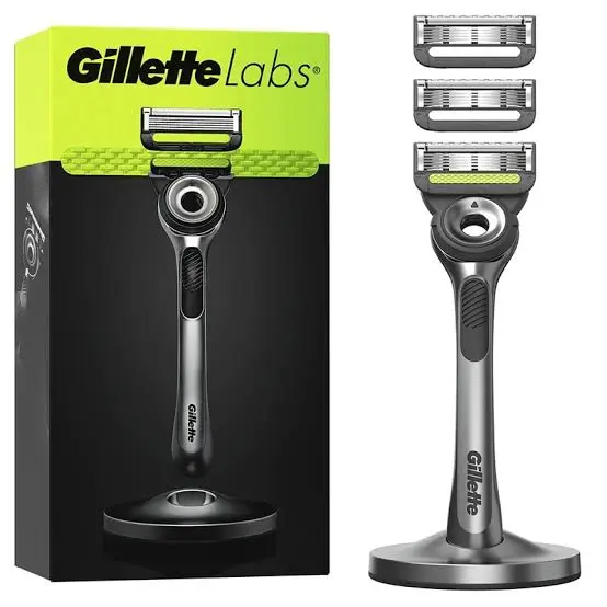 סכיני גילוח רב-פעמיים לגבר Gillette Labs Exfoliating Bar חמישה להבים – סך הכל 2 סכינים עם ידית