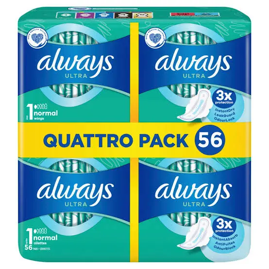 תחבושות Always Ultra נורמל עם כנפיים – 56 יחידות