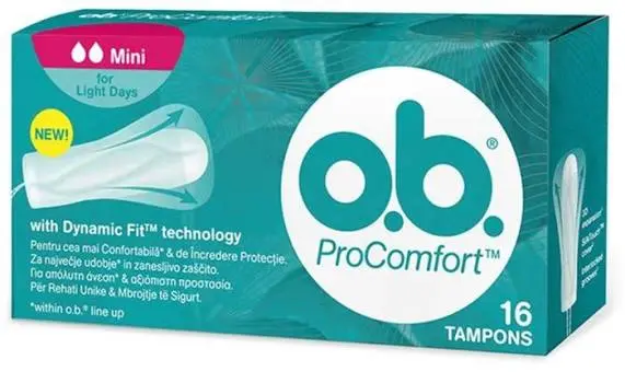 טמפונים O.B ProComfort מיני – 16 יחידות