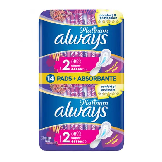 תחבושות Always Platinum Ultra לונג עם כנפיים – 14 יחידות