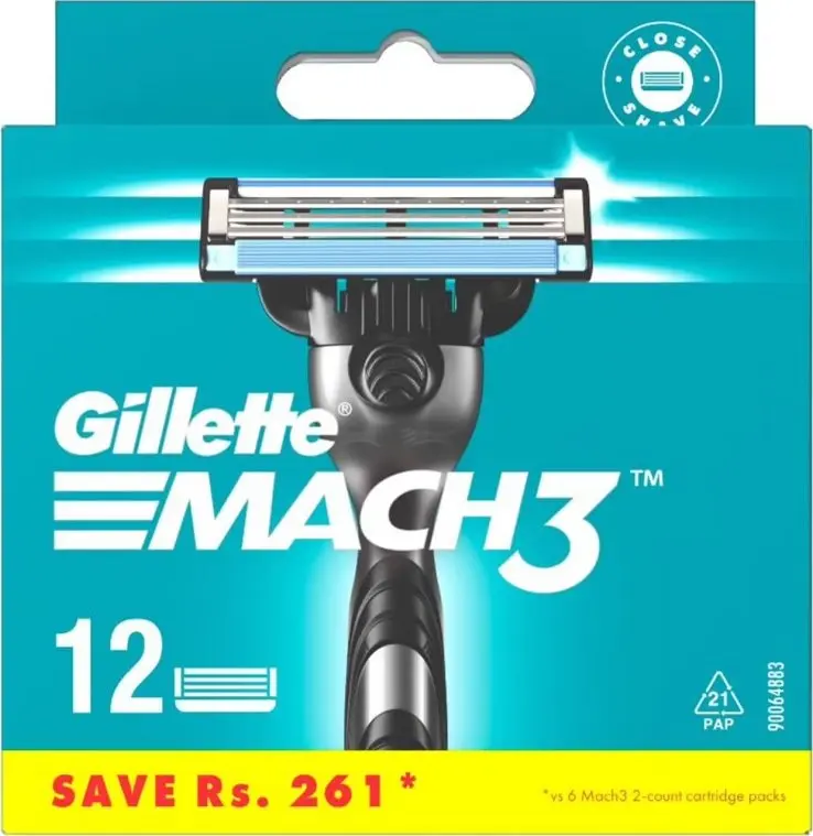 סכיני גילוח רב-פעמיים לגבר Gillette Mach 3 שלושה להבים – סך הכל 12 סכינים