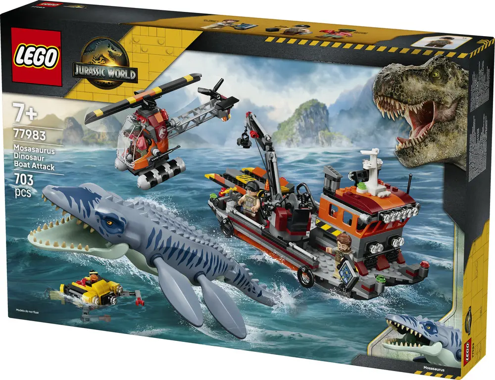התקפת ספינה על ידי דינוזאור מוזאזאורוס Lego Jurassic World 77983