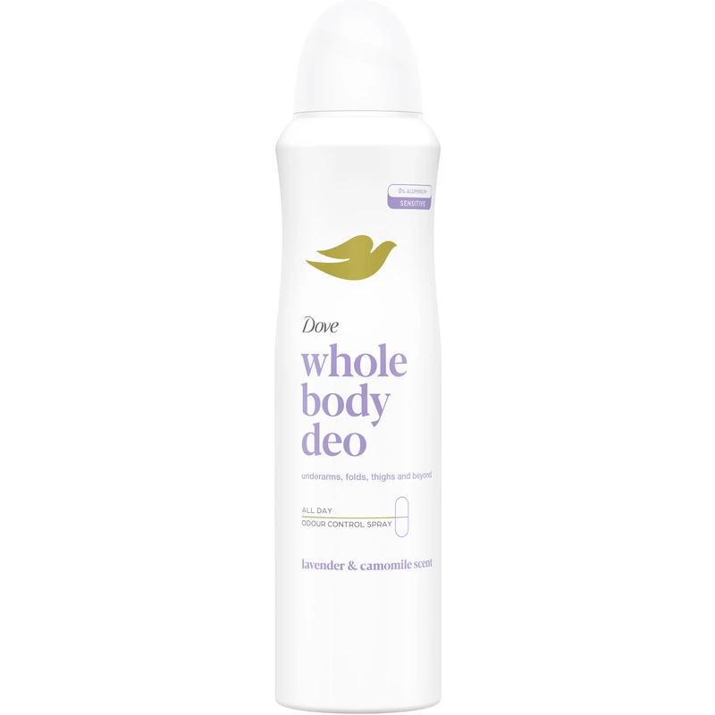 דאודורנט ספריי לאישה Dove Whole Body Lavender Chamomile – בנפח 150 מ"ל