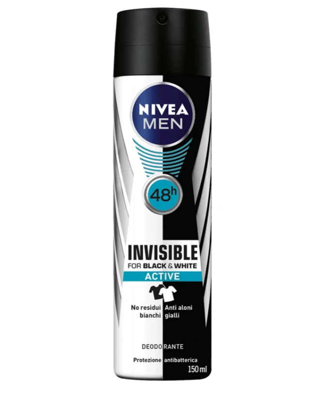 דאודורנט ספריי לגבר Nivea Invisible Black & White Active – בנפח 150 מ"ל