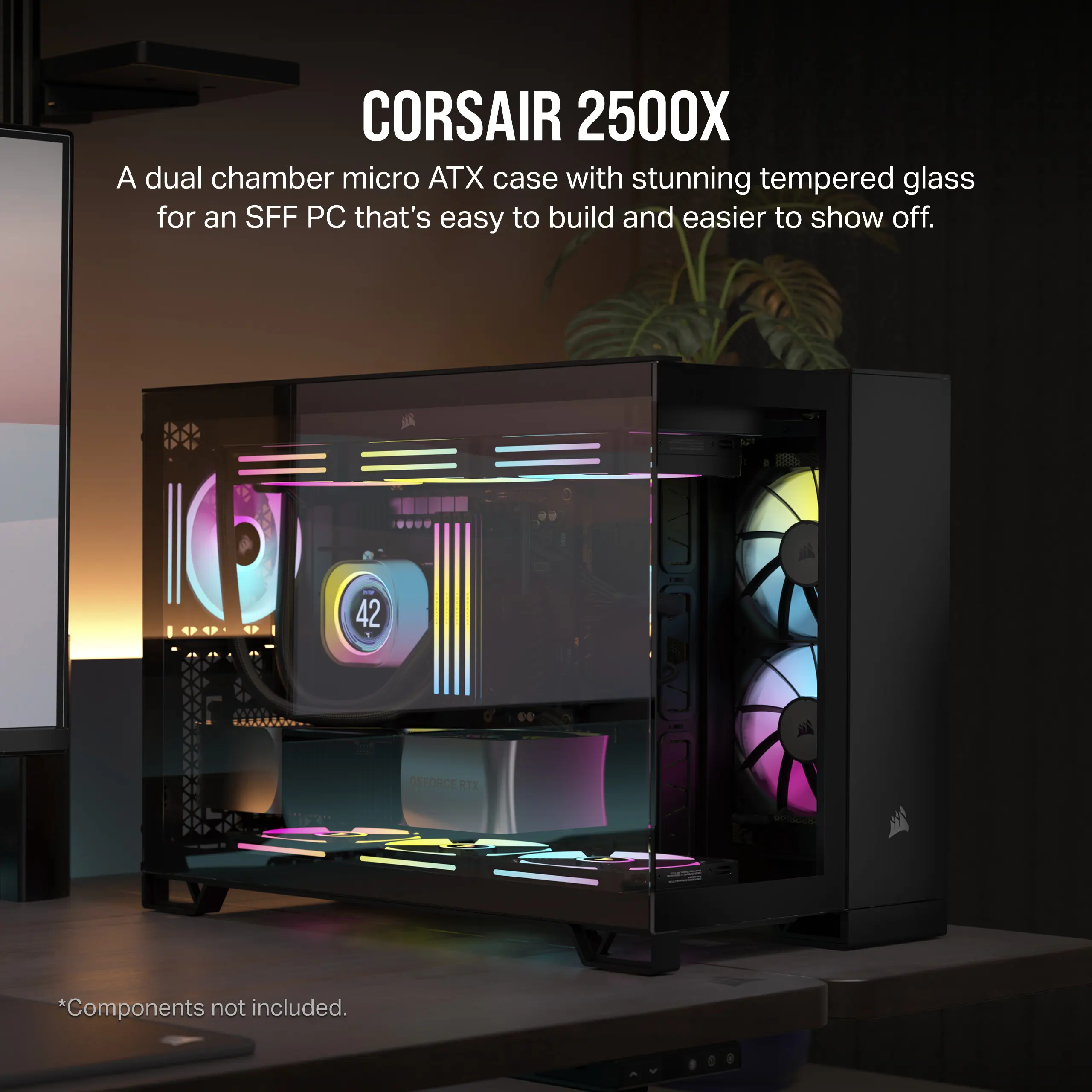 מארז מחשב ללא ספק Corsair 2500X Tempered Glass Micro-ATX Mini Tower – צבע שחור