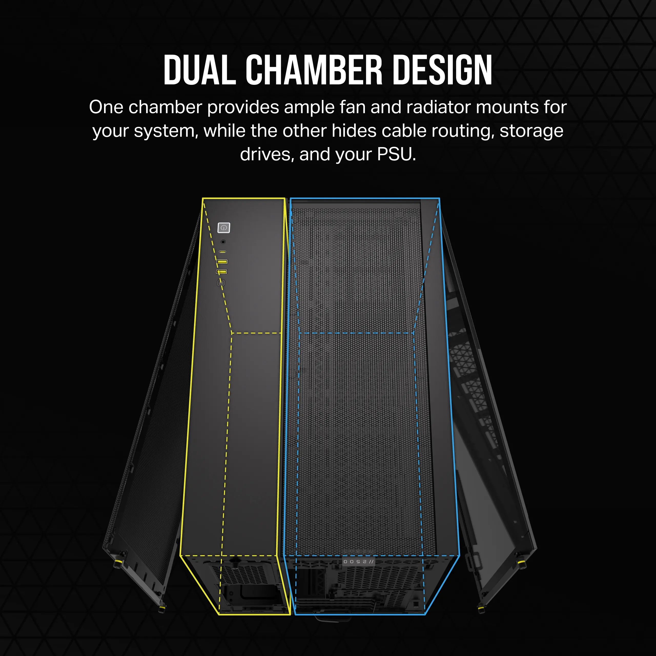 מארז מחשב ללא ספק Corsair 2500X Tempered Glass Micro-ATX Mini Tower – צבע שחור