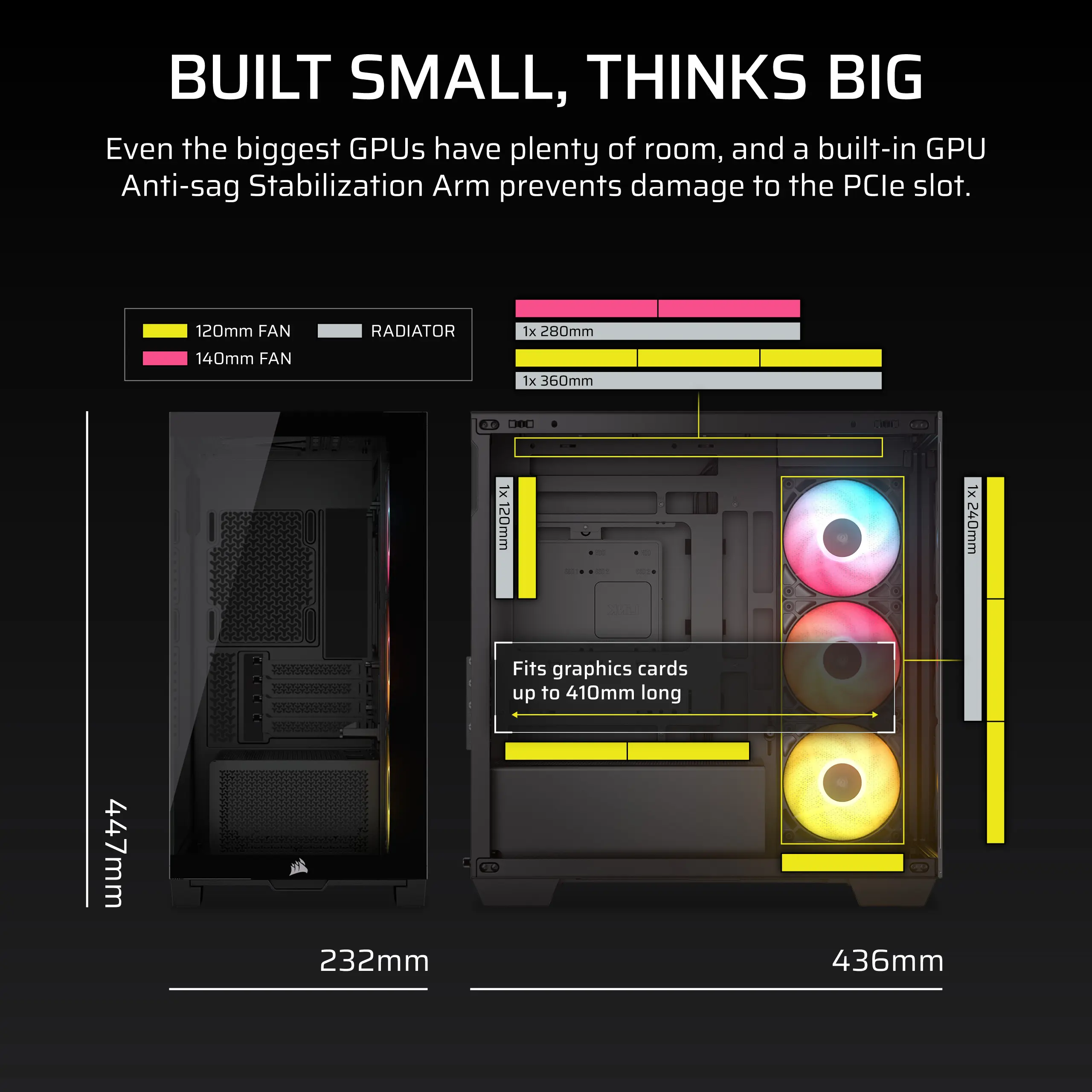 מארז ללא ספק Corsair 2800X RS-R Tempered Glass ARGB Micro-ATX Mini Tower – צבע שחור