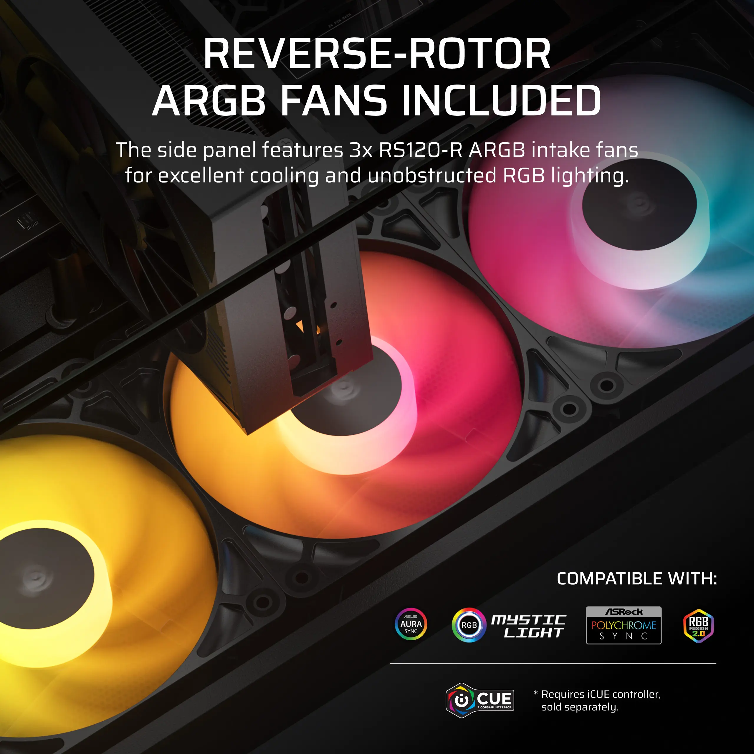 מארז ללא ספק Corsair 2800X RS-R Tempered Glass ARGB Micro-ATX Mini Tower – צבע שחור