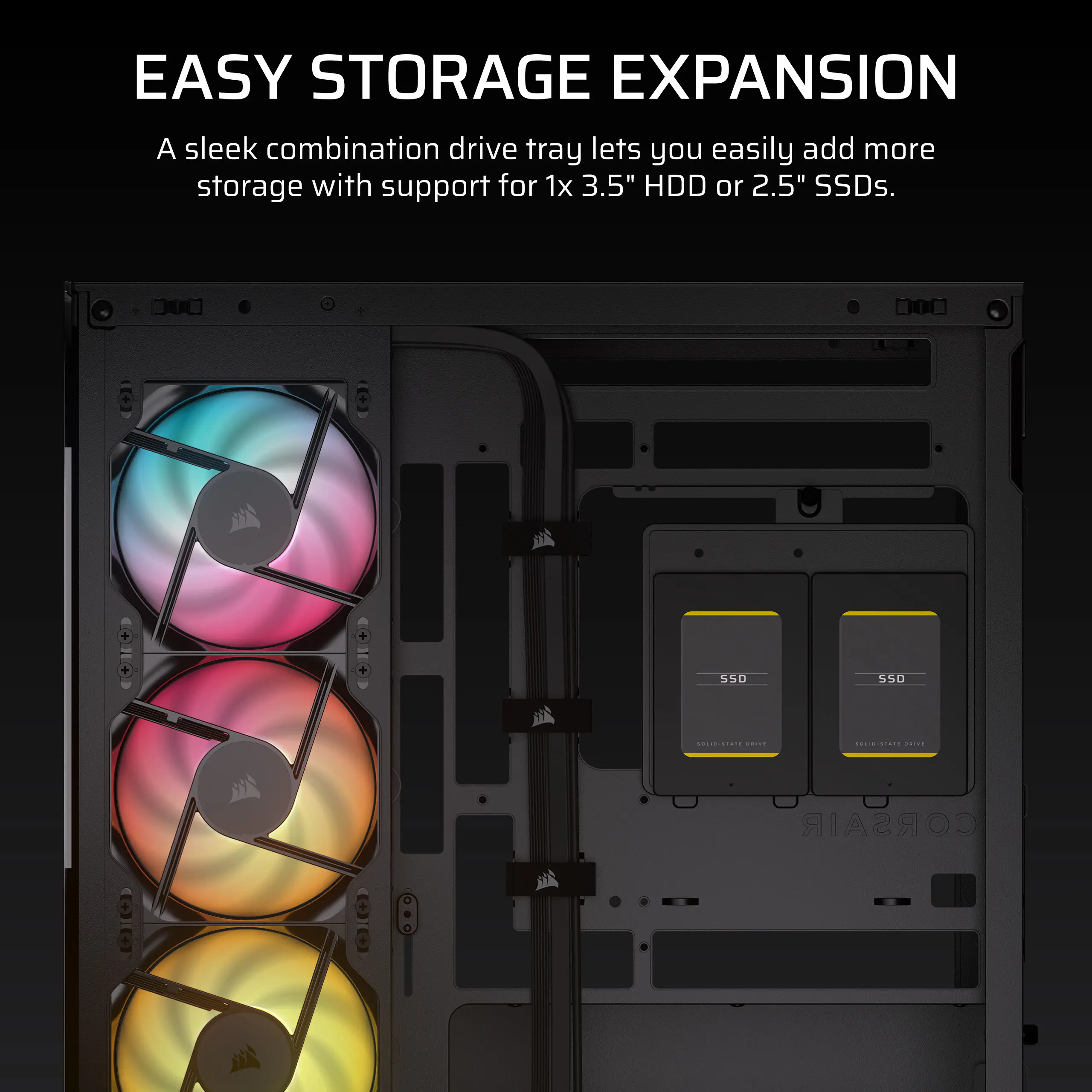 מארז ללא ספק Corsair 2800X RS-R Tempered Glass ARGB Micro-ATX Mini Tower – צבע שחור