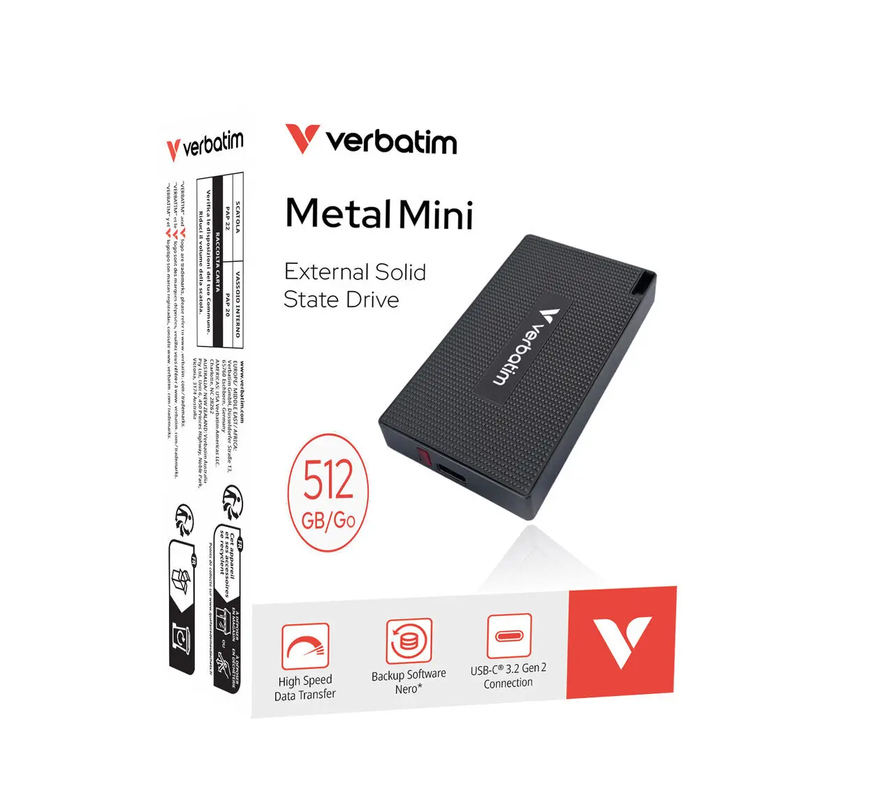 דיסק חיצוני Verbatim MetalMini SSD USB-C 3.2 32030 512GB