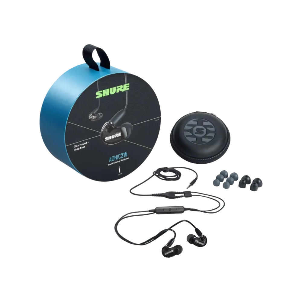 אוזניות In-Ear חוטיות עם מיקרופון Shure AONIC 215 – צבע שחור