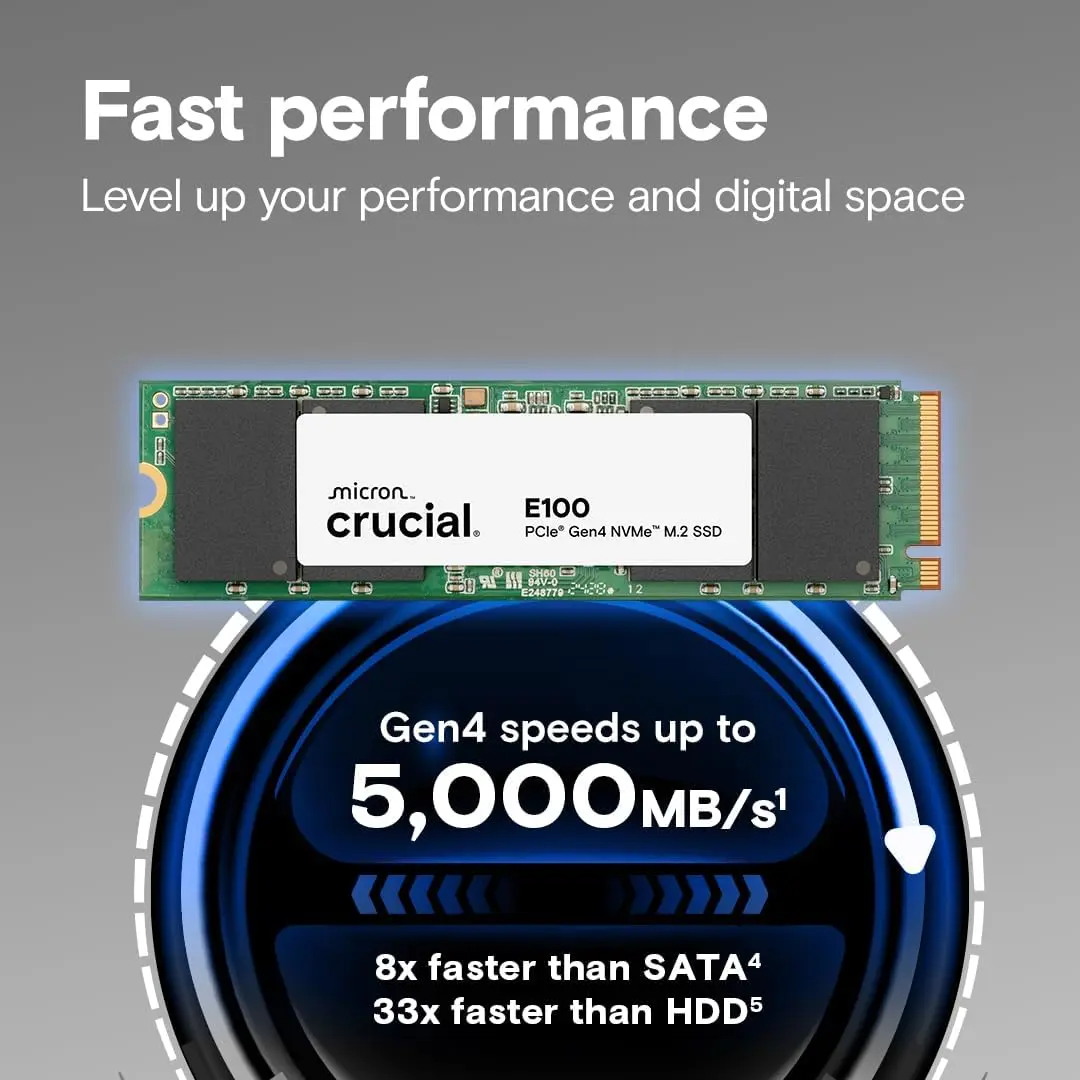 דיסק פנימי Crucial E100 SSD M.2 2280 CT2000E100SSD8 2TB