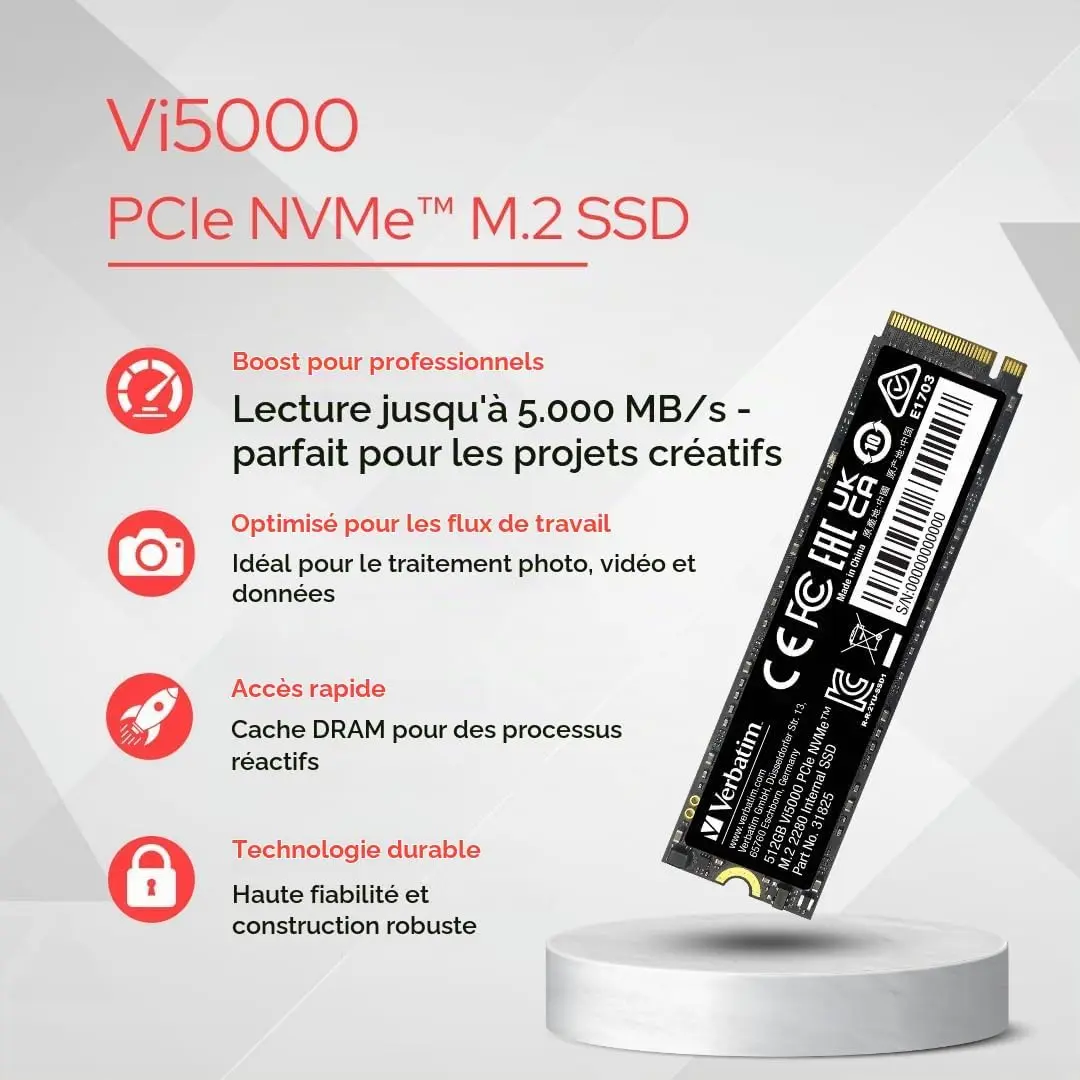 דיסק פנימי Verbatim Vi5000 SSD M.2 2280 31825 512GB