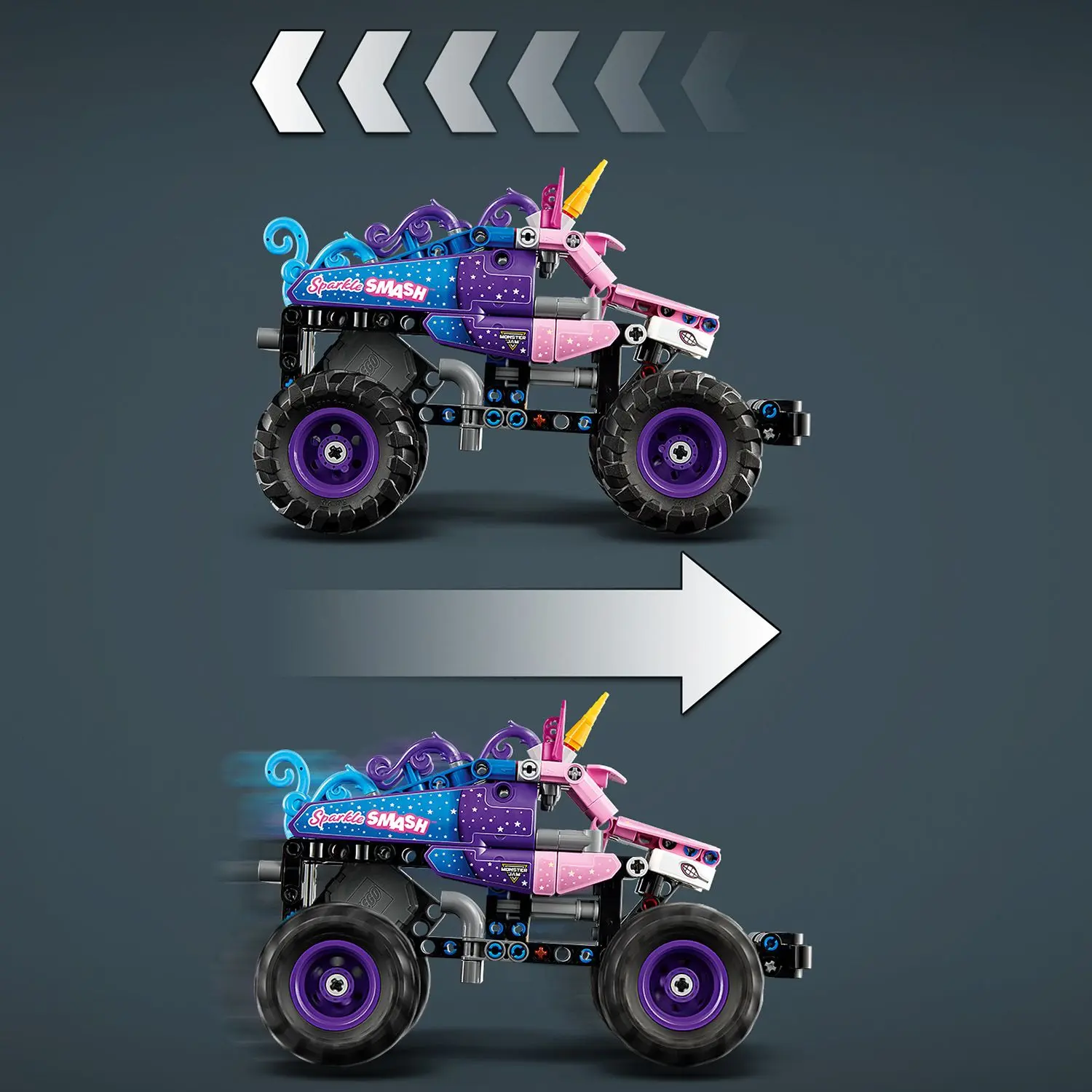 MONSTER JAM SPARKLE SMASH משוך וסע Lego Technic 42220
