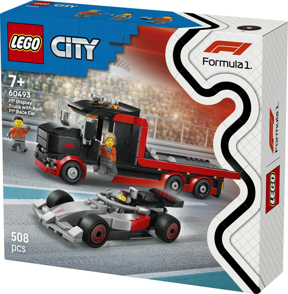 משאית עם מכונית מירוץ Audi F1 בתצוגת F1 Lego City 60493