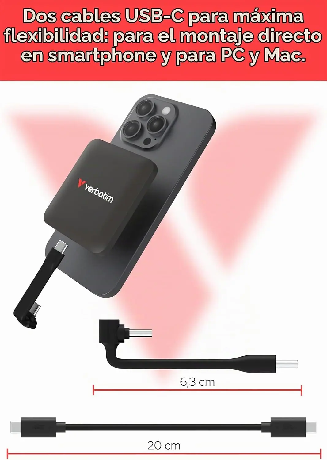 דיסק חיצוני Verbatim SnapBack SSD USB-C 3.2 32060 512GB – תואם MagSafe