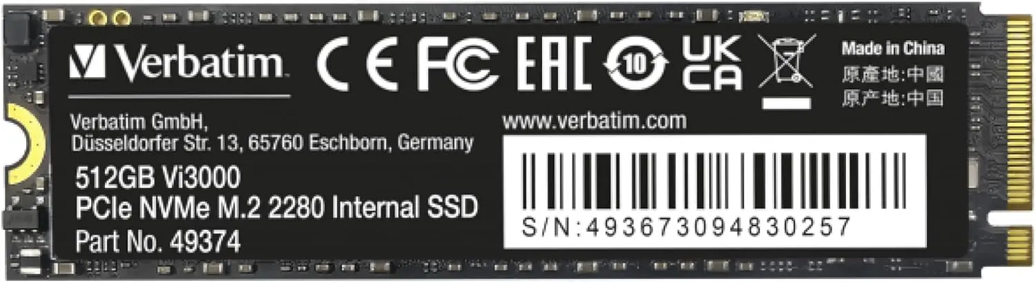 דיסק פנימי Verbatim Vi3000 SSD M.2 2280 49374 512GB
