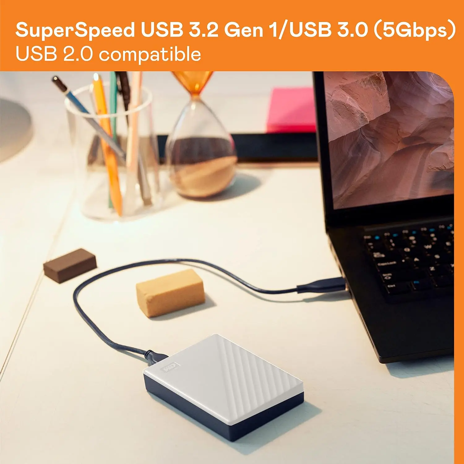 דיסק חיצוני Western Digital My Passport HDD 2.5" / נייד USB 3.2 WDBPKJ0050BWT 5TB