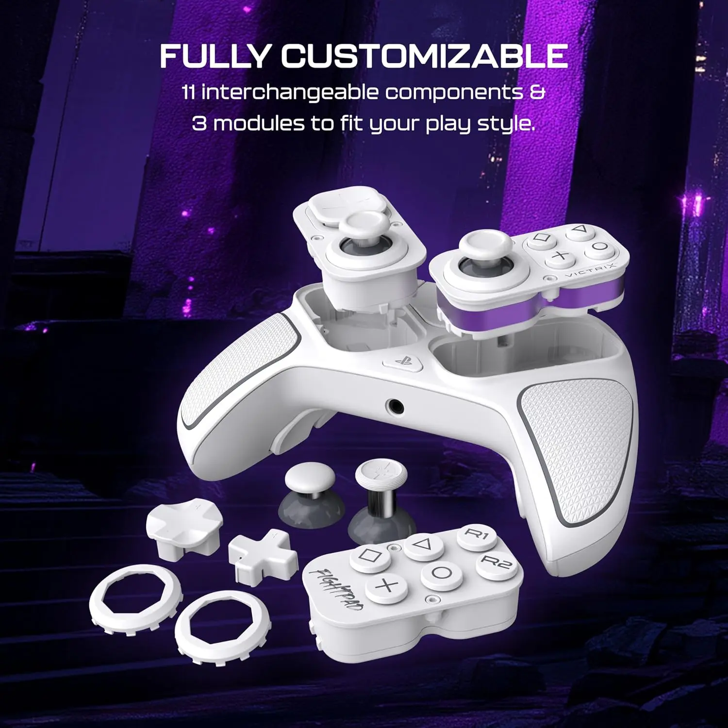 בקר משחק אלחוטי Turtle Beach Victrix Pro BFG Reloaded ל-PS5/PS4/PC בצבע לבן