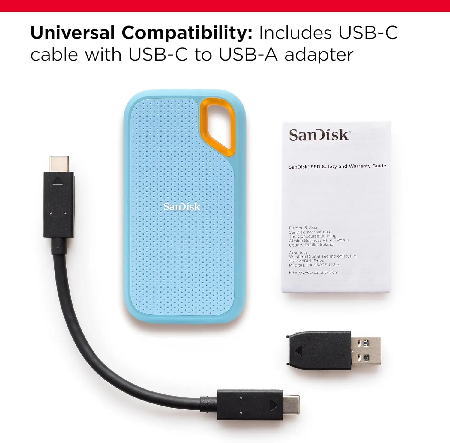 דיסק חיצוני SanDisk Extreme Portable SSD USB 3.2 SDSSDE61-1T00-G25B 1TB