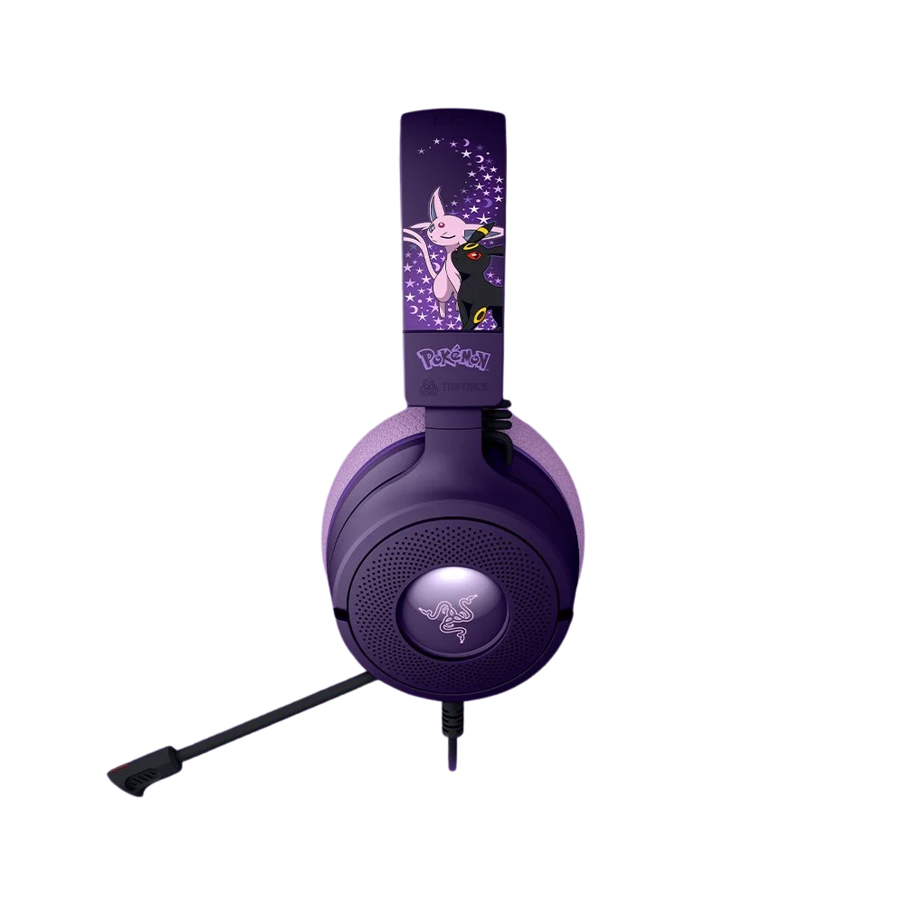 אוזניות גיימינג קשת Over-Ear חוטיות עם מיקרופון Razer Kraken V4 X Espeon & Umbreon Edition – צבע סגול ושחור