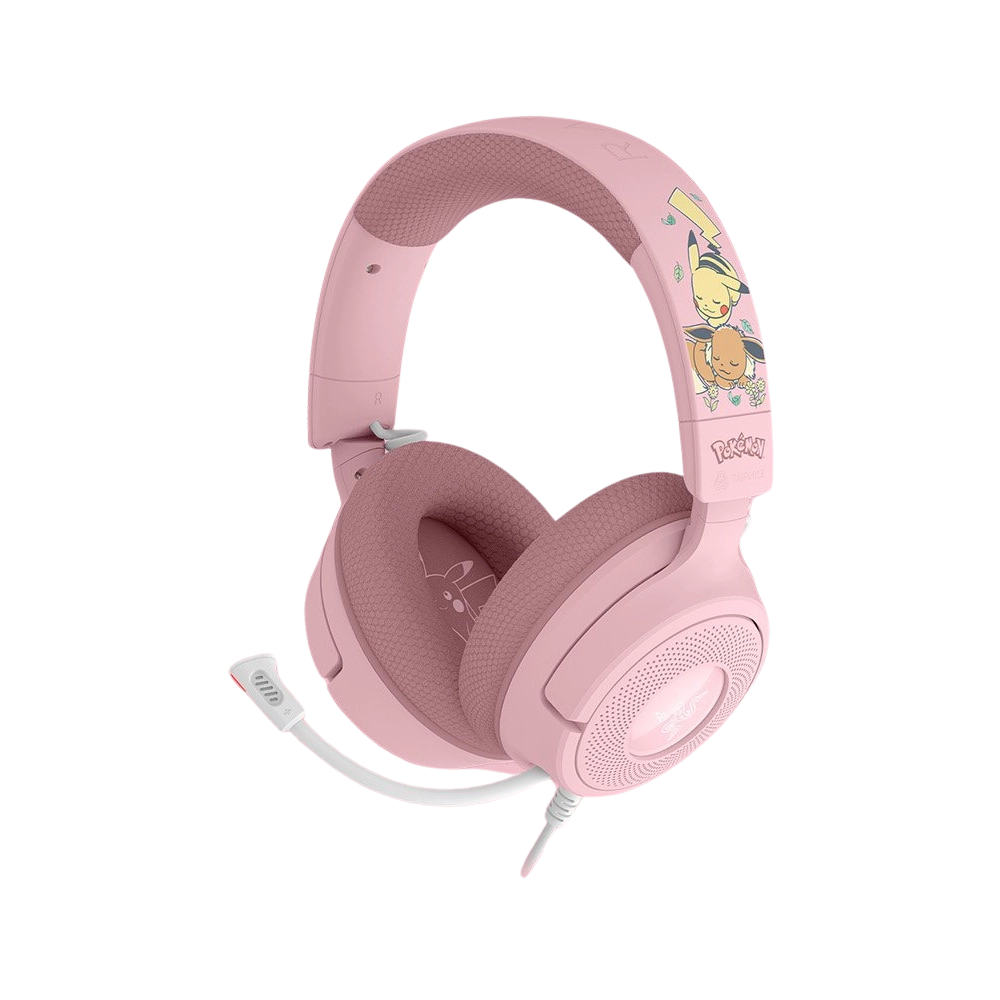 אוזניות גיימינג חוטיות Razer Kraken V4 X Pikachu & Eevee Edition – צבע ורוד