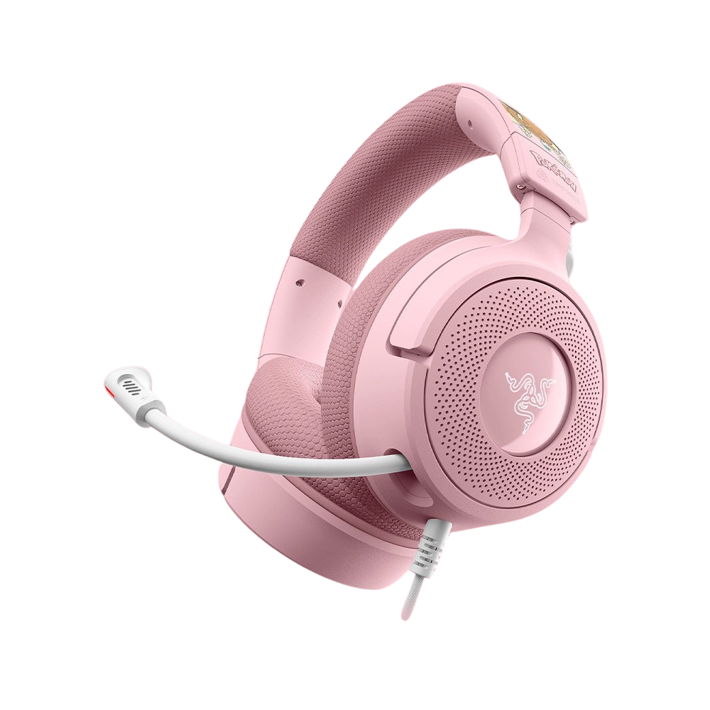 אוזניות גיימינג חוטיות Razer Kraken V4 X Pikachu & Eevee Edition – צבע ורוד