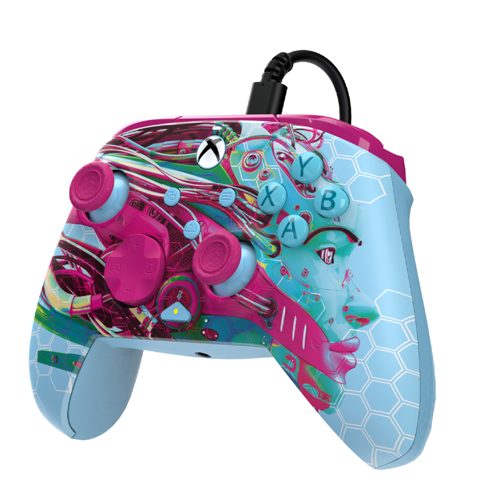 בקר משחק חוטי Turtle Beach Rematch Glow Advanced Wired ל-Xbox/PC בצבע תכלת/ורוד