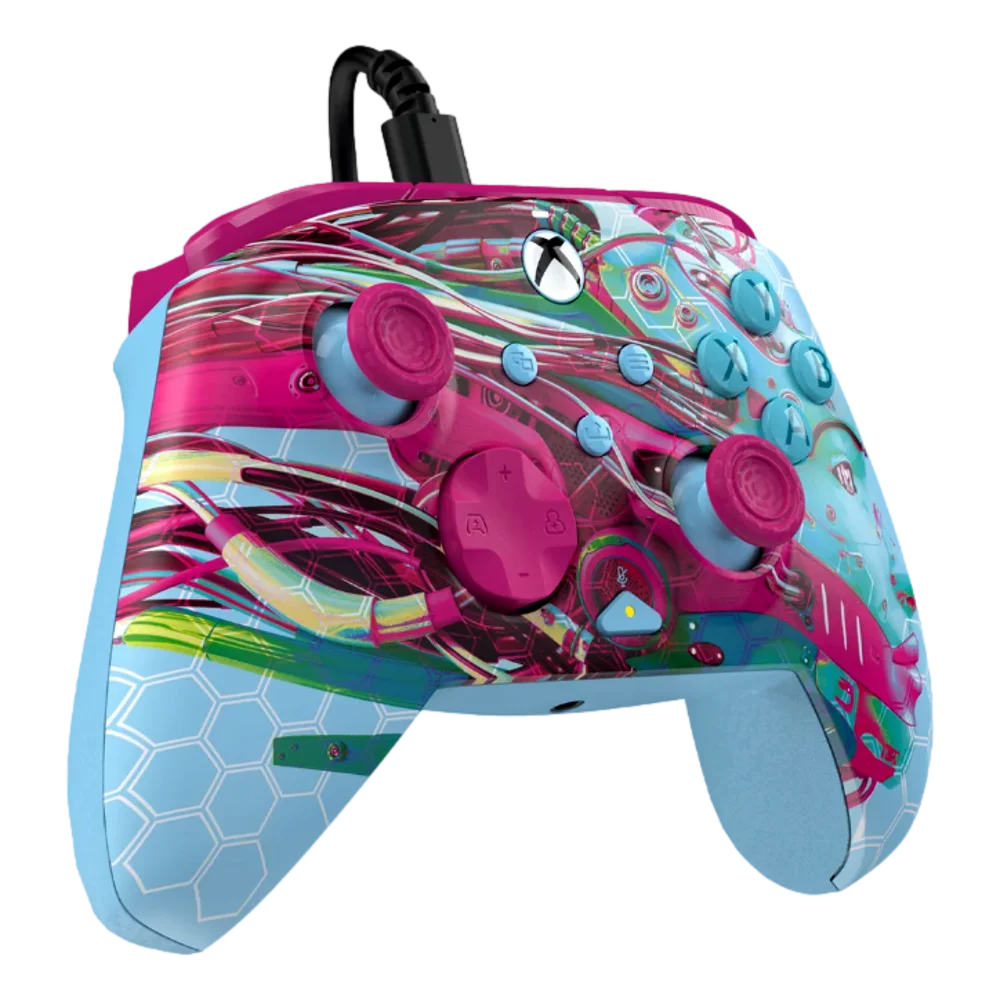 בקר משחק חוטי Turtle Beach Rematch Glow Advanced Wired ל-Xbox/PC בצבע תכלת/ורוד