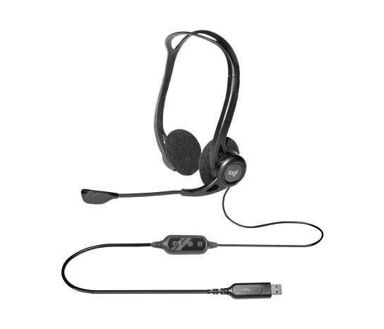 אוזניות חוטיות עם מיקרופון למחשב Logitech 960 USB – צבע שחור