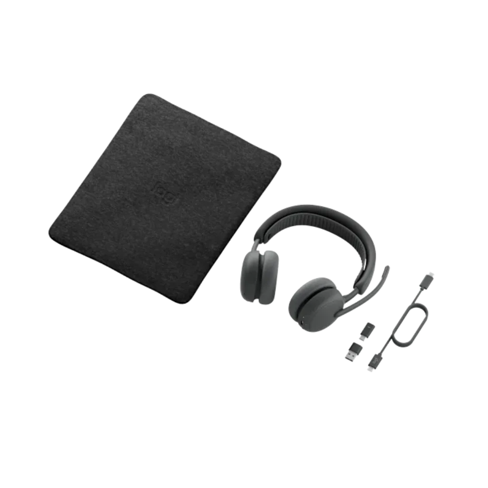 אוזניות קשת On-Ear אלחוטיות עם ביטול רעשים ומיקרופון Logitech Zone Wireless 2 ES UC – צבע אפור כהה