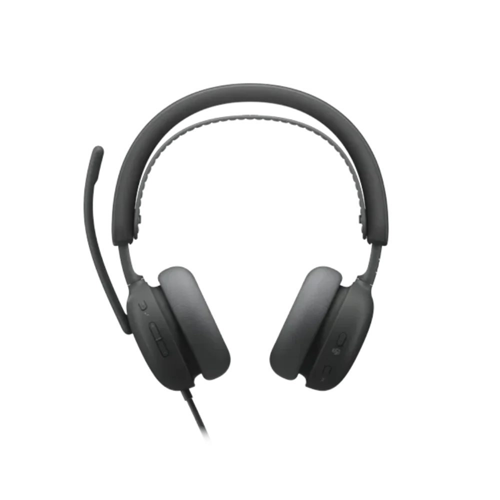 אוזניות קשת On-Ear חוטיות עם ביטול רעשים ומיקרופון למחשב Logitech Zone Wired 2 – צבע אפור