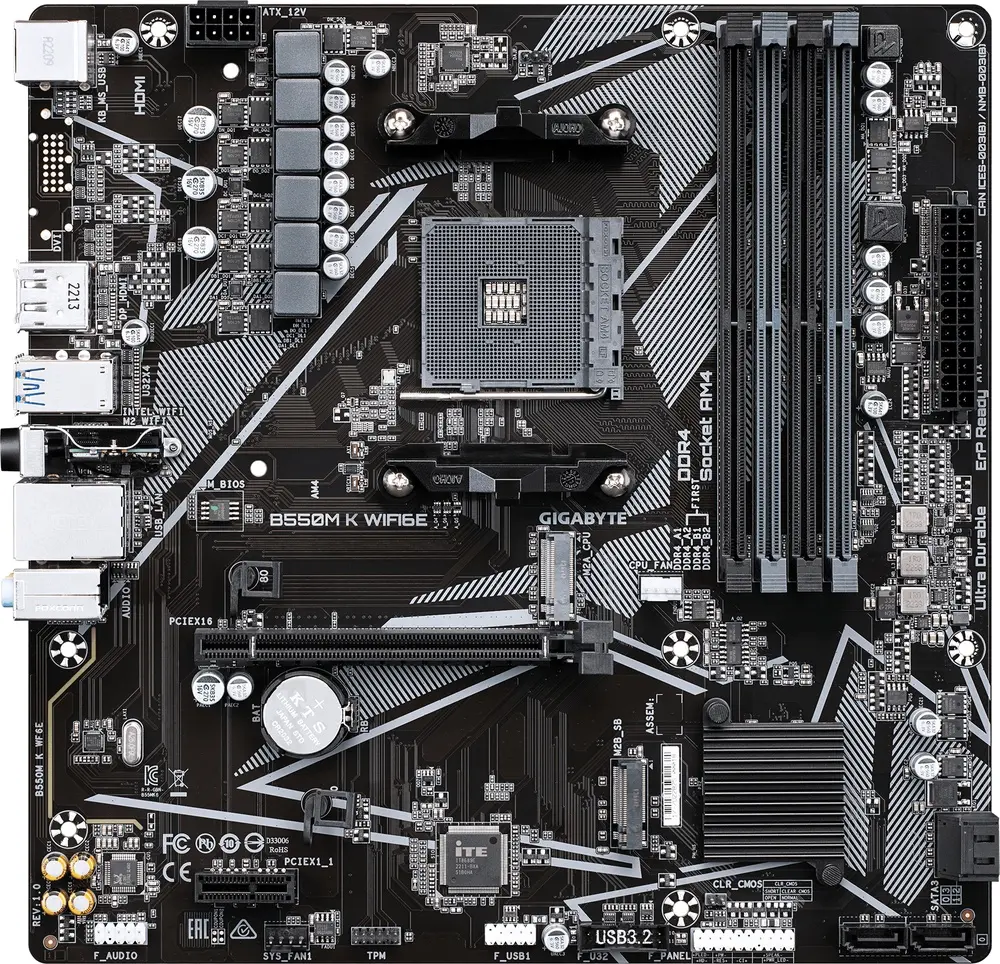 לוח אם GigaByte B550M K WIFI6E AM4 DDR4 Micro-ATX