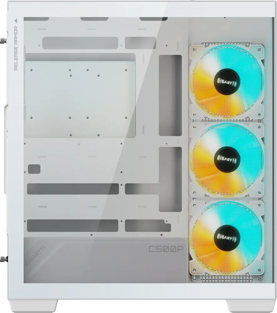 מארז מחשב ללא ספק GigaByte C500 Panoramic Stealth Ice Tempered Glass ARGB ATX Mid Tower – צבע לבן