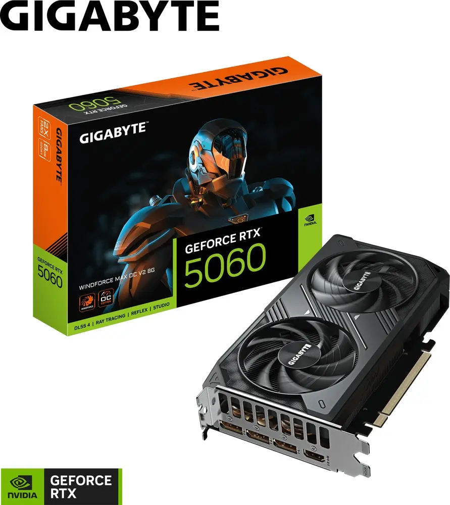 כרטיס מסך Gigabyte GeForce RTX 5060 WINDFORCE MAX OC V2 8GB GDDR7