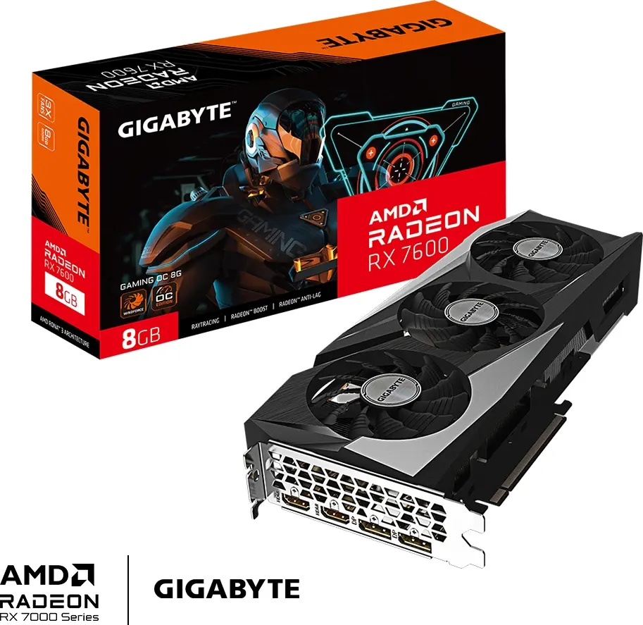כרטיס מסך Gigabyte Radeon RX 7600 Gaming OC 8GB GDDR6