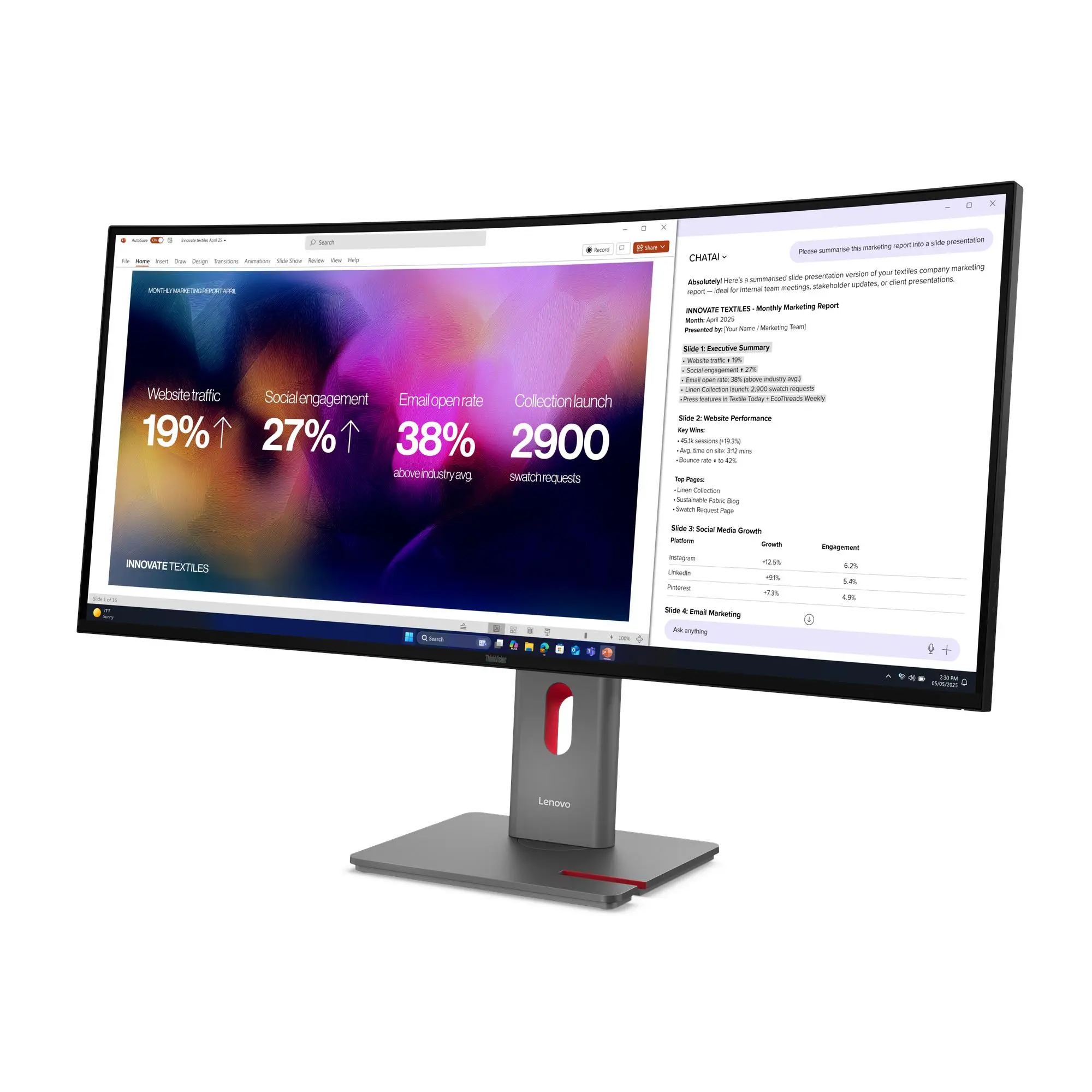 מסך מחשב קעור Lenovo ThinkVision P40WD-40 39.7" WUHD IPS 120Hz 4ms