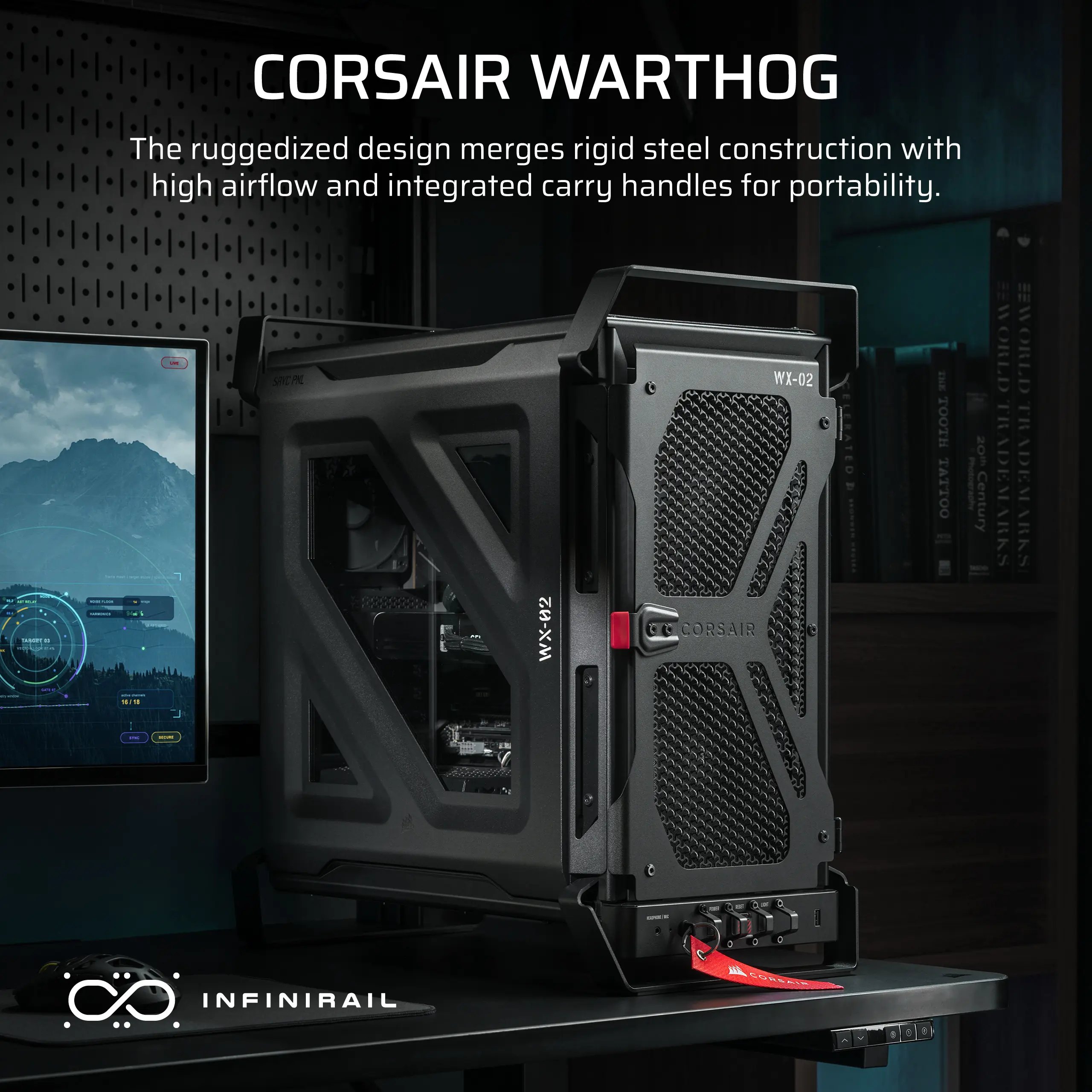 מארז מחשב ללא ספק Corsair Warthog Tempered Glass E-ATX Mid Tower – צבע שחור