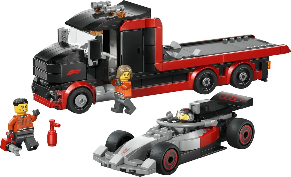 משאית עם מכונית מירוץ Audi F1 בתצוגת F1 Lego City 60493