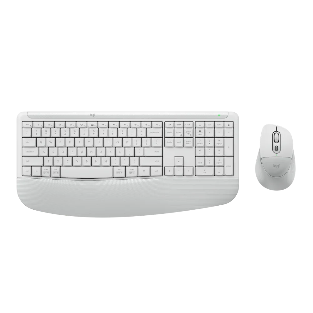 סט מקלדת ועכבר ארגונומי אלחוטי Logitech Signature Comfort Plus MK880 – בצבע לבן